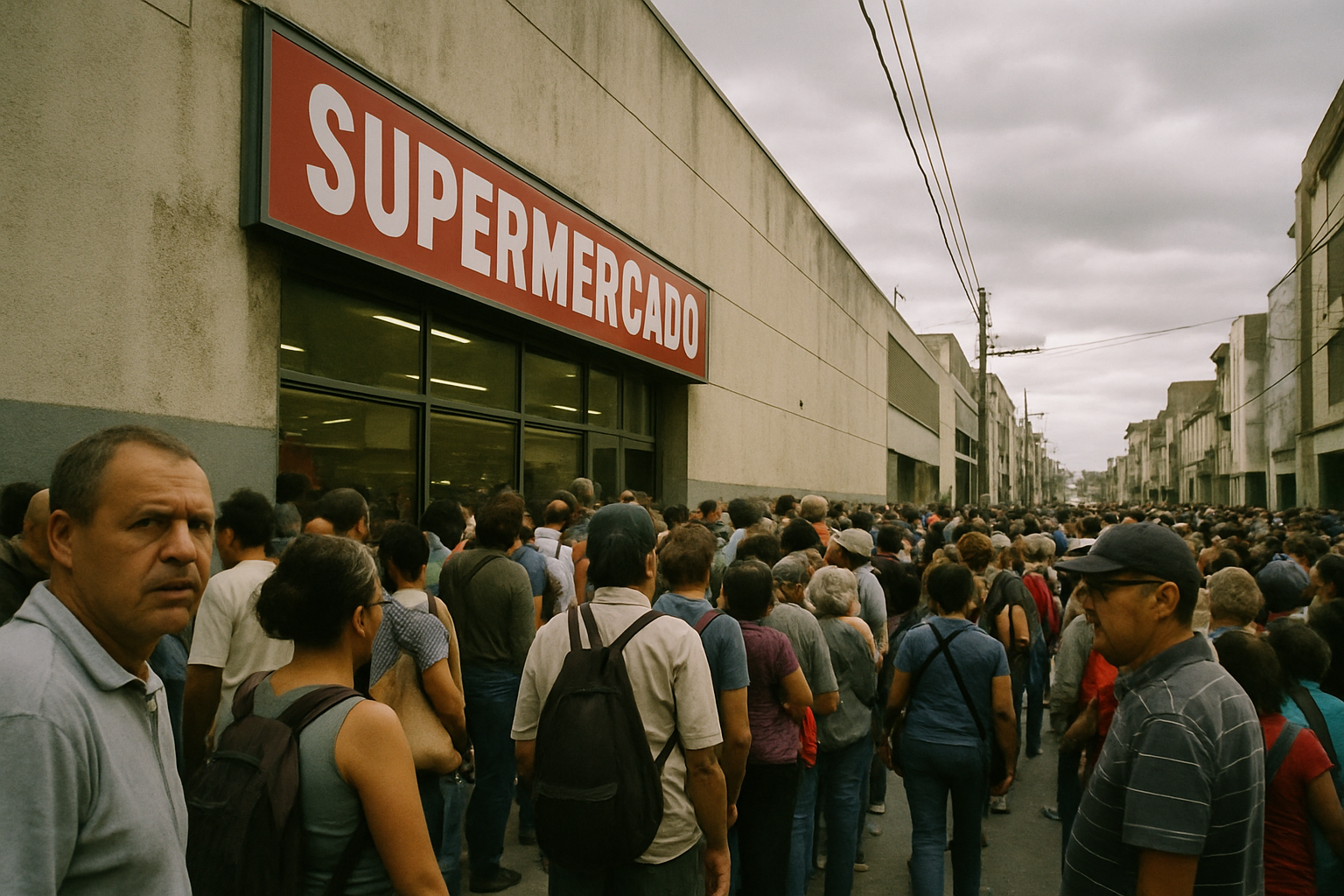 Miles de personas en cola frente a un supermercado en Buenos Aires